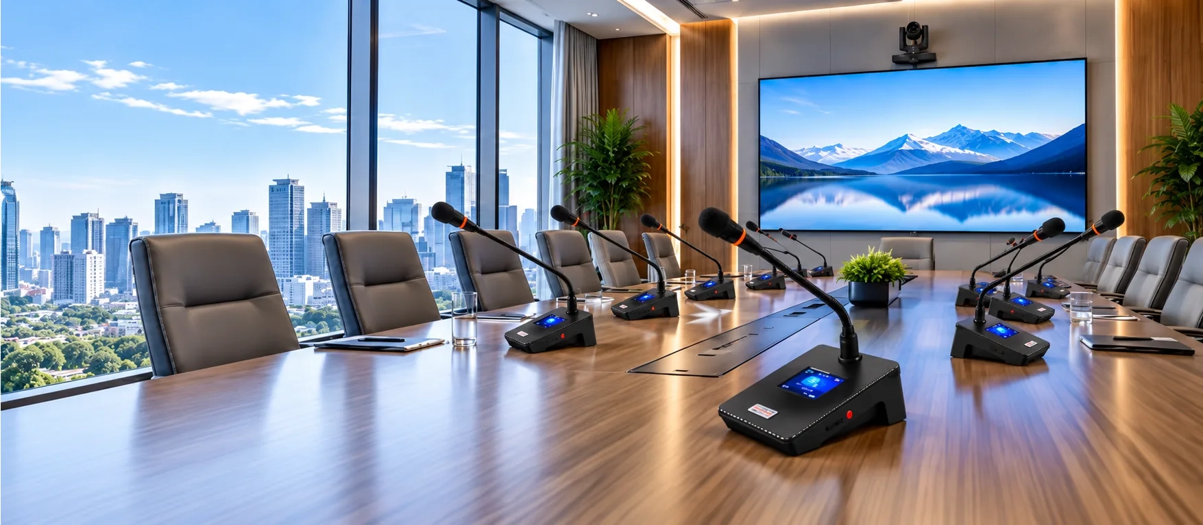 Conference system installed in a professional meeting room